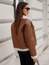 Women's Leather Jacket Brown OZONEE JS/11Z8176