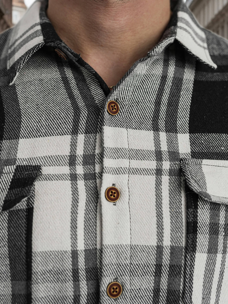 Men's Shirt - Black-White OZONEE NB/MC728N/3