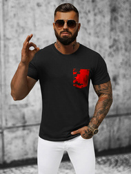 Men's T-shirt - Black-Red OZONEE JS/8T85/5Z