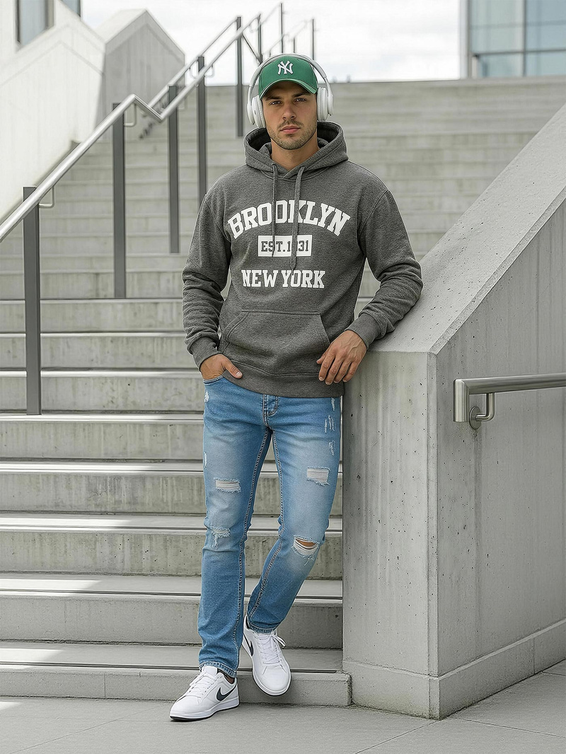 Men's Hoodie - Dark Grey OZONEE JS/8B1767/5Z