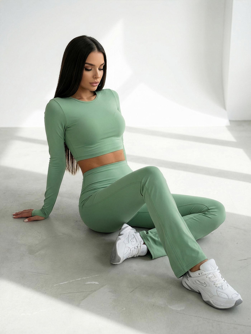 Women's leggings with wide legs - mint OZONEE JS/17K588/127Z