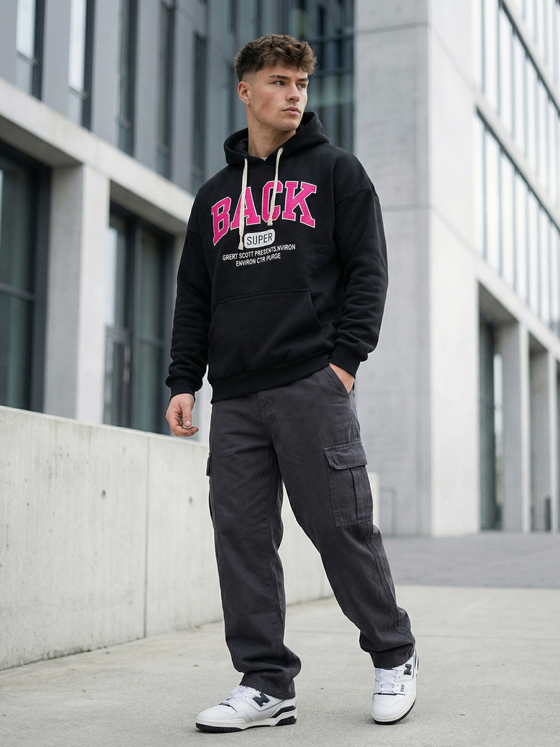 Men's Hoodie - Black OZONEE O/TT30513Z