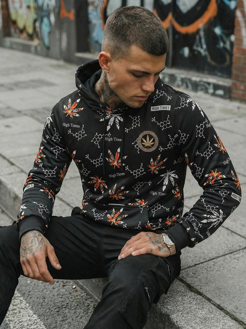 Men's Hoodie - Black OZONEE O/B266Z