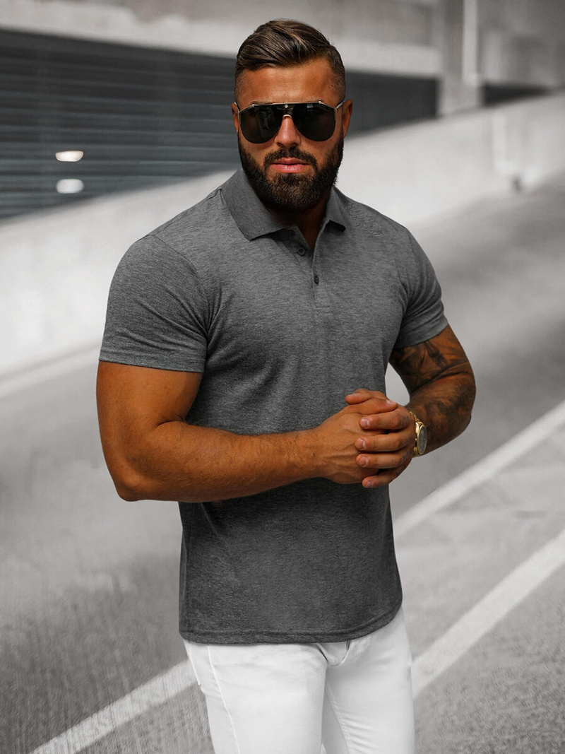 Men's Polo Shirt - Anthracite OZONEE JS/8T80/5Z