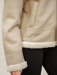 Women's Leather Jacket Beige OZONEE JS/11Z8178