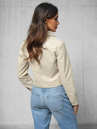 Women's Leather Jacket Beige OZONEE O/G117