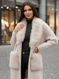 Women's coat - beige OZONEE JS/53M5200/155Z