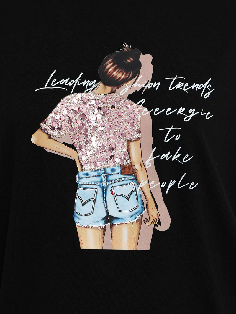 Women's T-shirt - Black OZONEE JS/95T2573/3