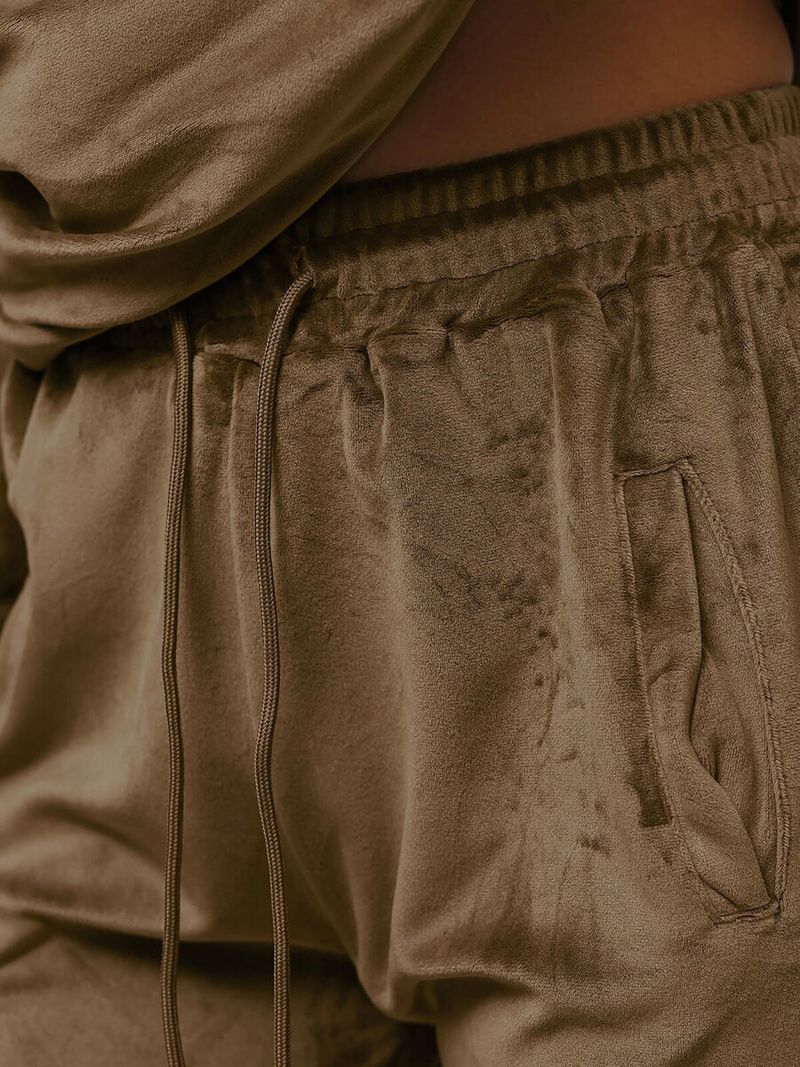 Women's Velour Tracksuit Set - Light Brown OZONEE O/8C1175/162Z