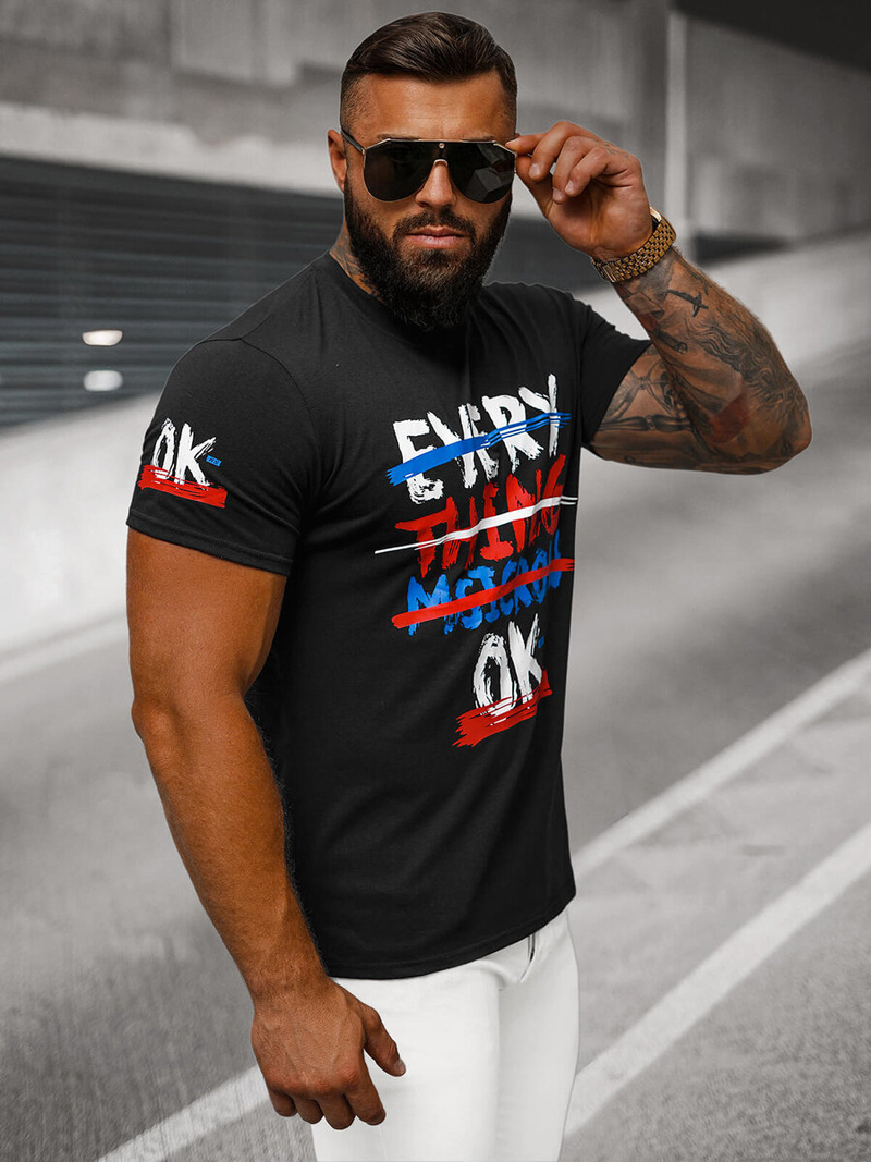 Men's T-shirt - Black OZONEE O/8T1266/3