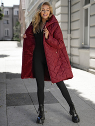 Women's long winter jacket - burgundy OZONEE JS/5M3352/1