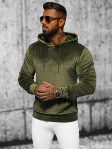 Men's Velour Hoodie - Khaki OZONEE JS/8B1170/29