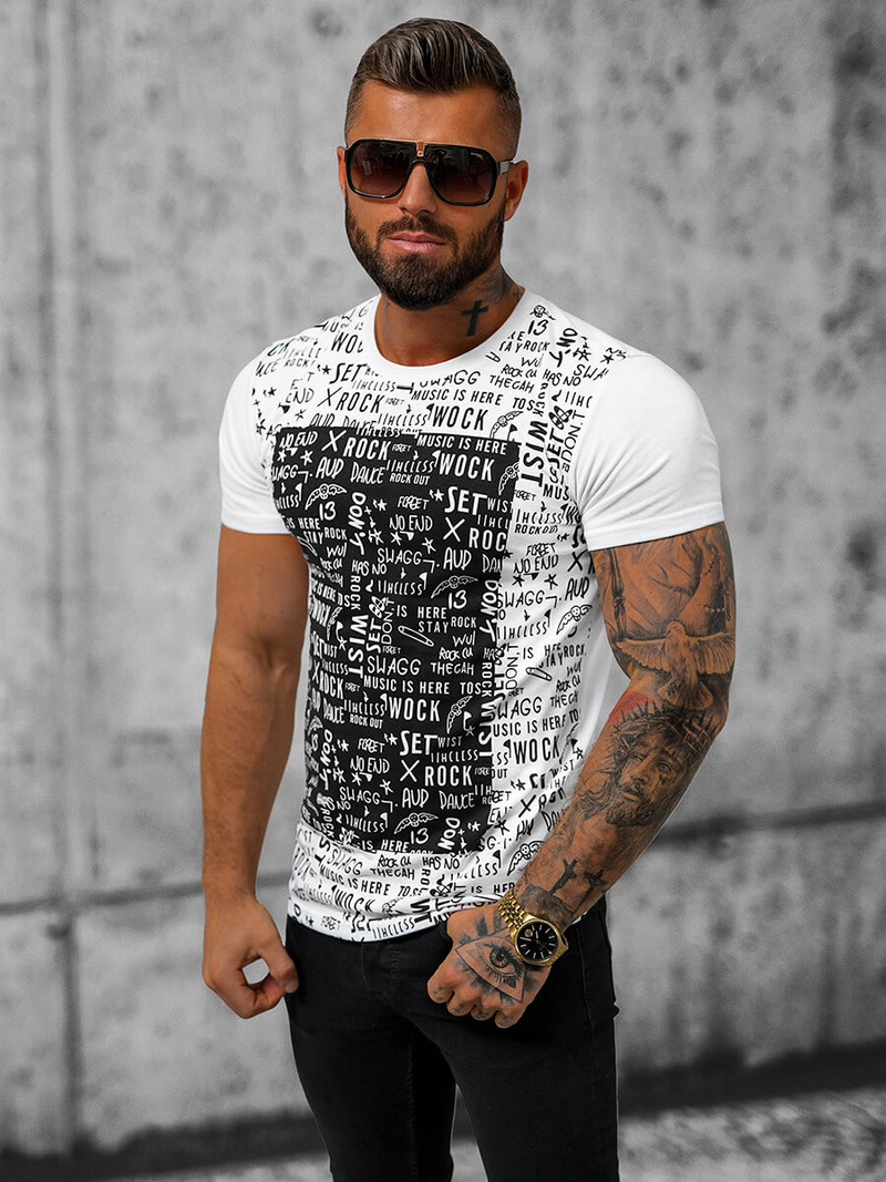 Men's T-shirt - White OZONEE O/T122/1Z