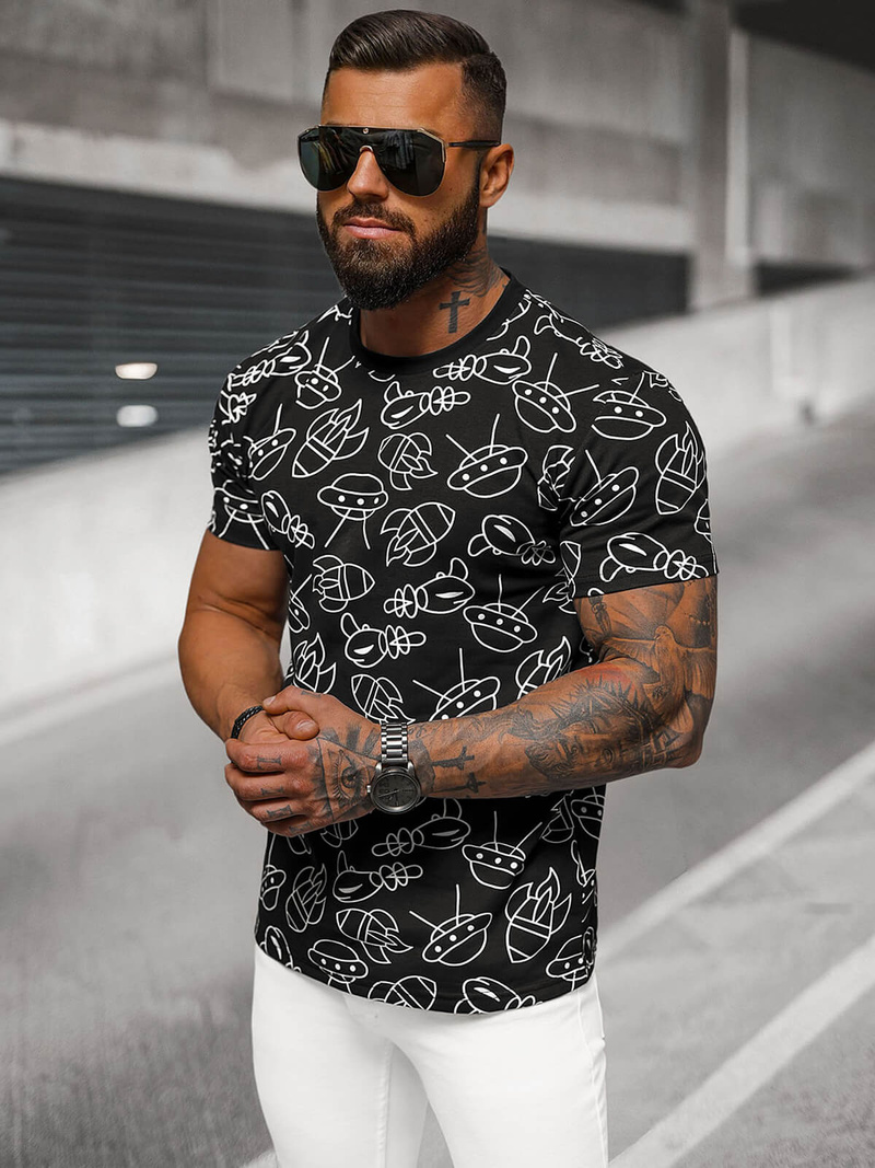 Men's T-shirt - Black OZONEE JS/8T1197/3