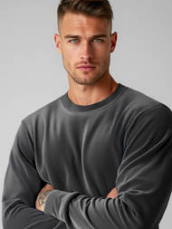 Men's Velour Sweatshirt - Anthracite OZONEE JS/8B1166/6