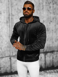 Men's Velour Hoodie - Black OZONEE JS/8B1168/3