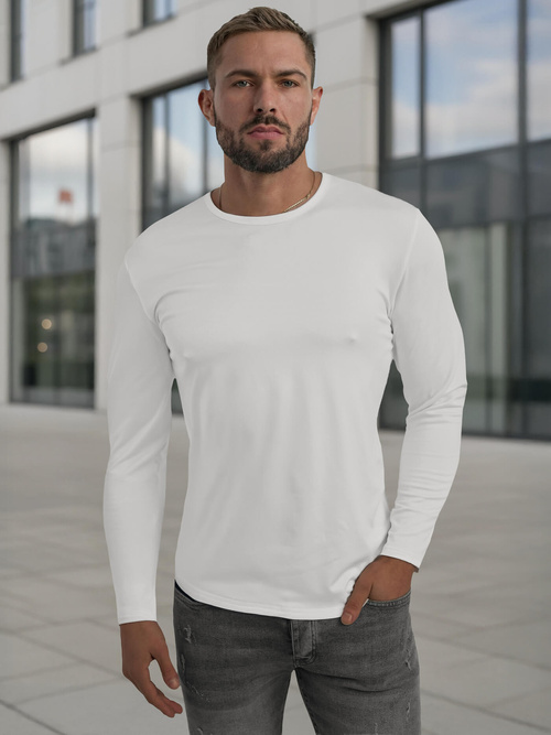 Men's Long Sleeve T-shirt - White OZONEE JS/DB71/2
