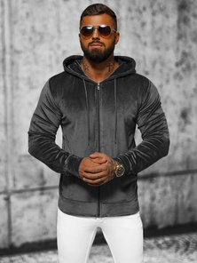 Men's Velour Hoodie - Anthracite OZONEE JS/8B1168/6
