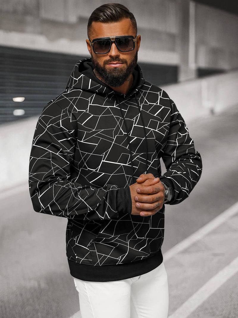 Men's Hoodie - Black OZONEE JS/8B1235/3