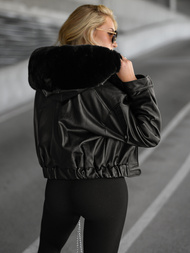 Women's Leather Jacket Black OZONEE JS/11Z8172Z
