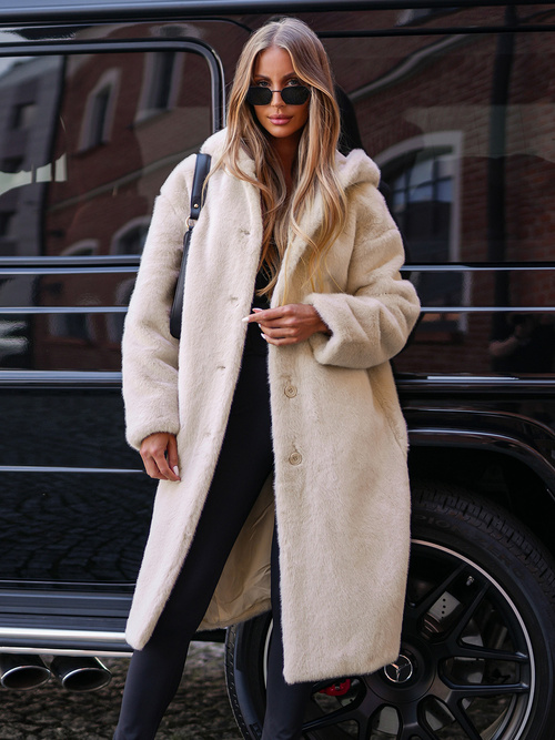 Women's fur winter jacket - beige OZONEE JS/11Z8250