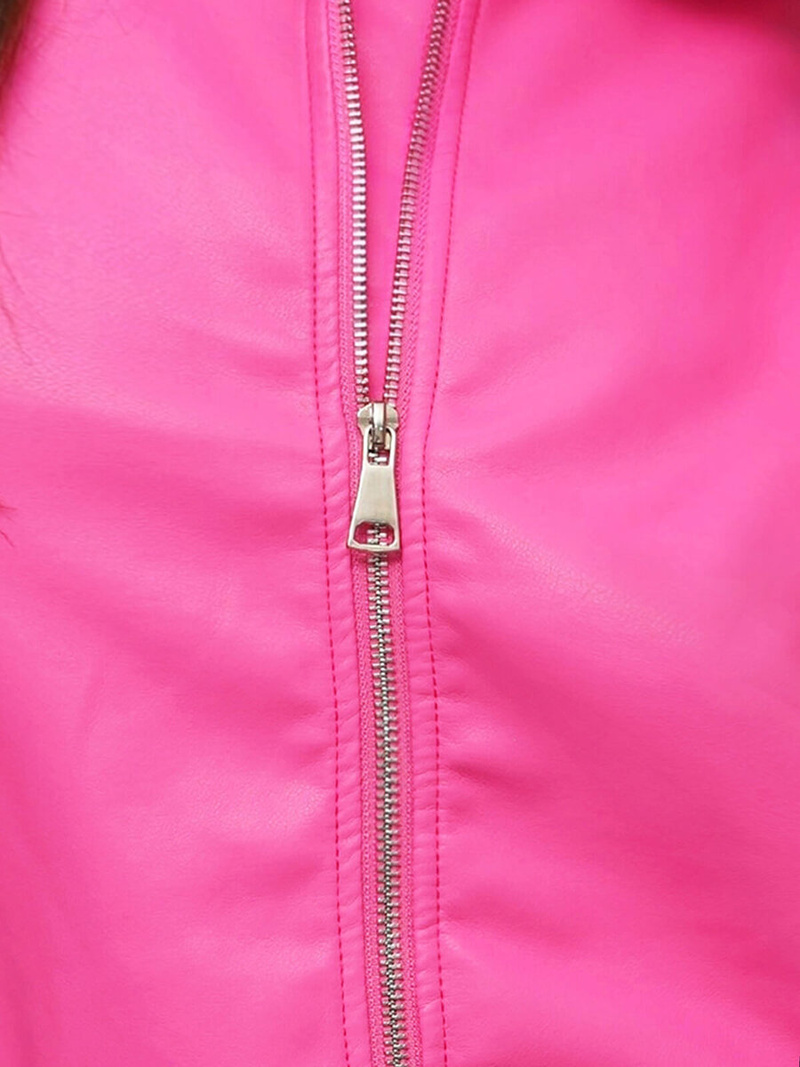 Women's Leather Jacket Pink OZONEE O/G116Z