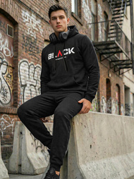 Men's Hoodie - Black OZONEE JS/8B1756/3Z