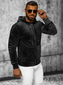 Men's Velour Hoodie - Black OZONEE JS/8B1168/3