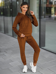Women's Velour Tracksuit Set - Brown OZONEE O/8C1175/33