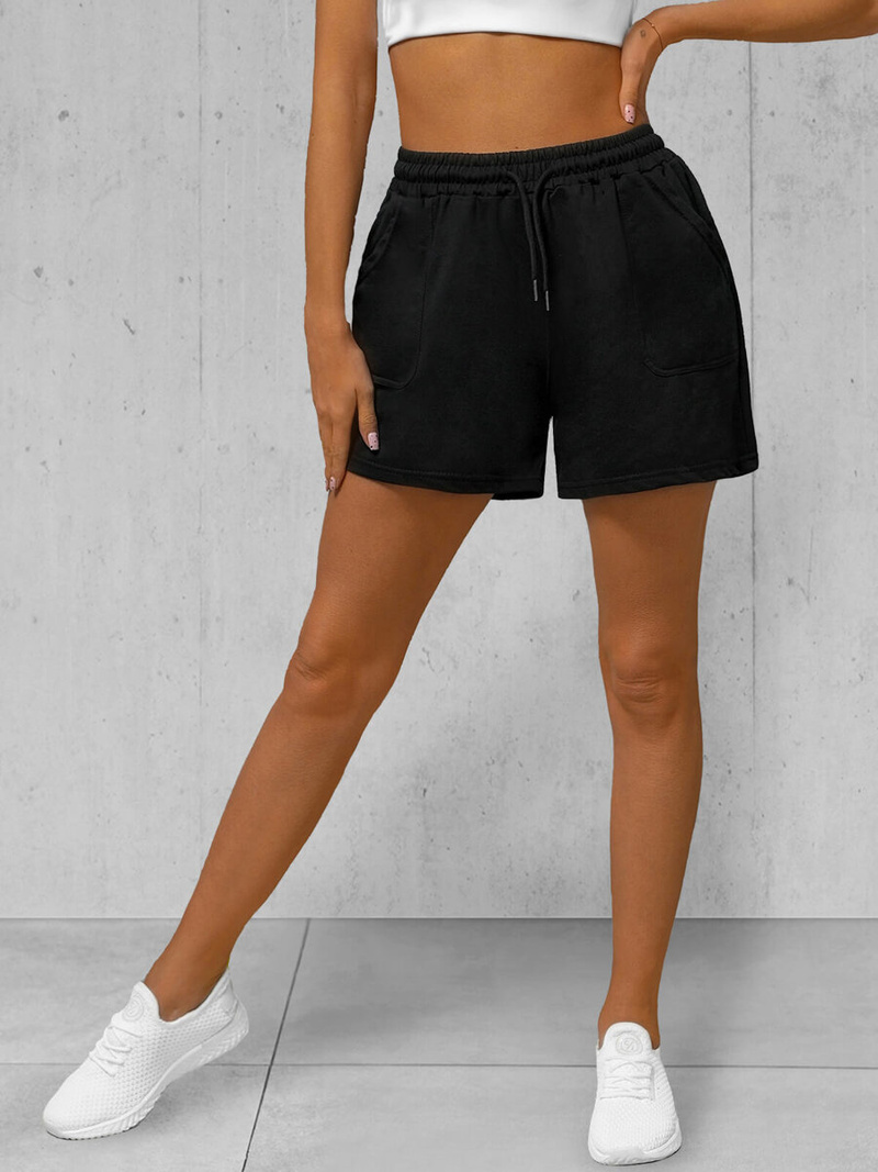 Women's sweat shorts - black OZONEE JS/8K950/3