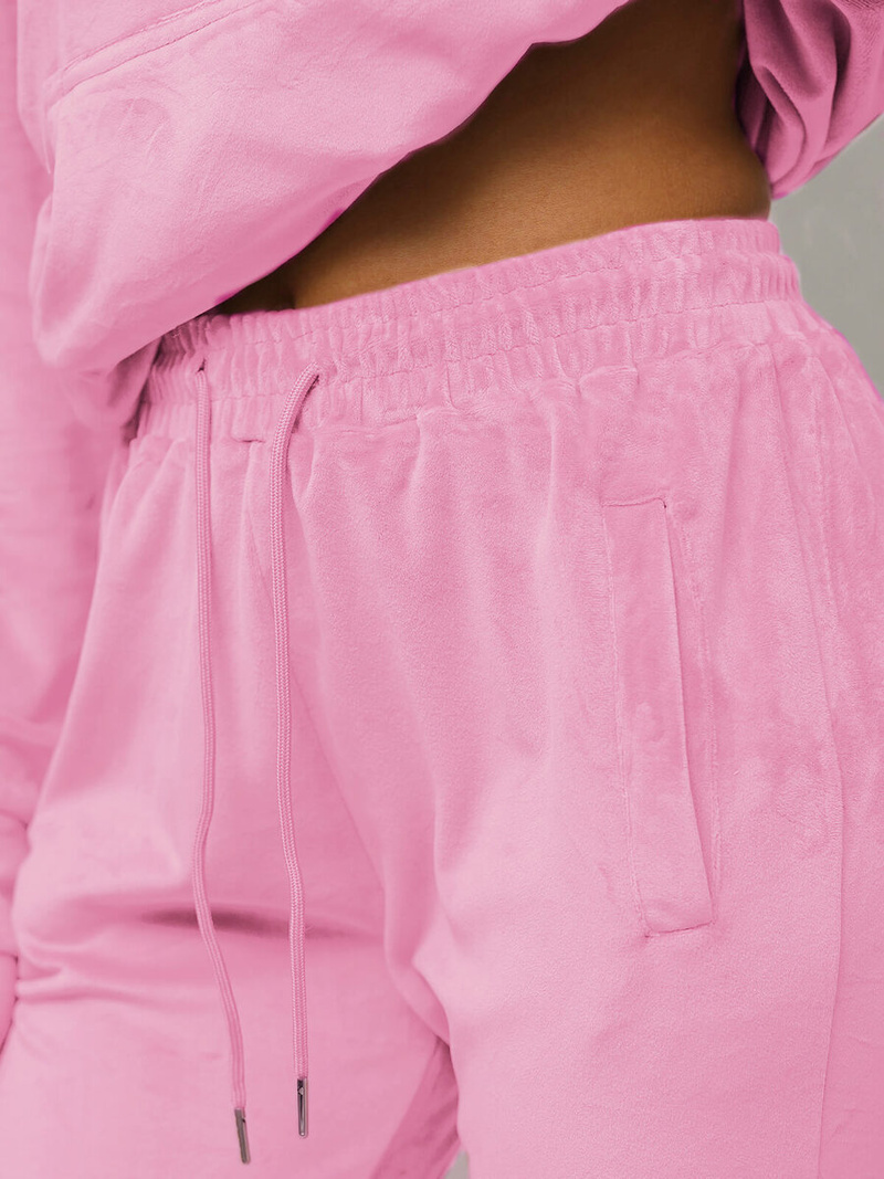 Women's Velour Tracksuit Set - Powder Pink OZONEE O/8C1175/38Z