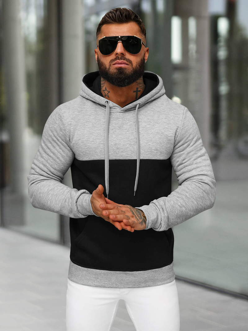 Men's Hoodie - Grey OZONEE JS/8B1317/2