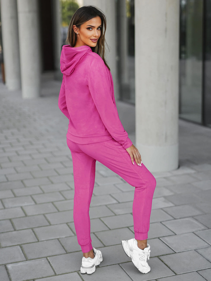 Women's Velour Tracksuit Set - Dark Pink OZONEE O/8C1175/19