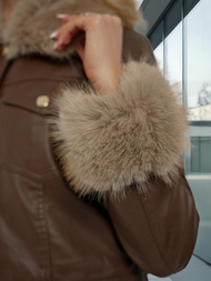 Women's Leather Jacket - Chocolate OZONEE JS/61M8513/158