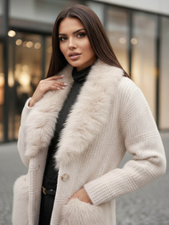 Women's coat - beige OZONEE JS/53M5200/155Z