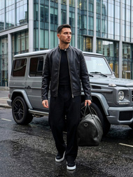 Men's Leather Jacket - Black OZONEE JS/11Z8027