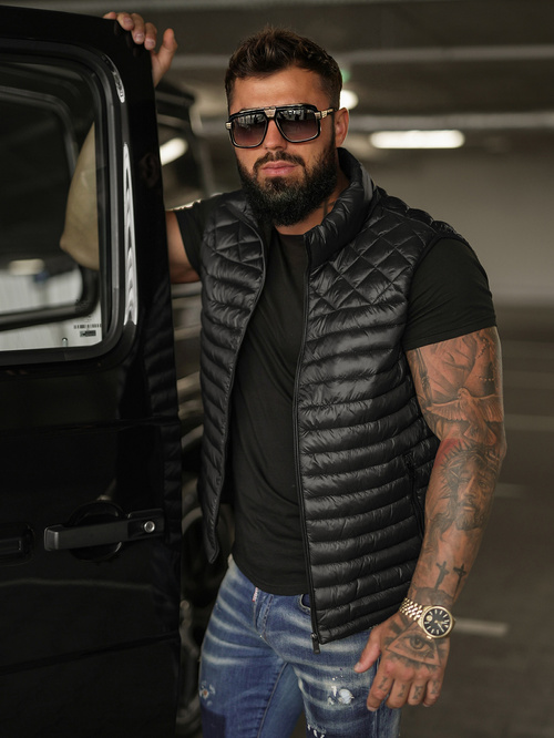 Men's gilet - black OZONEE JS/16M9333/392BZ