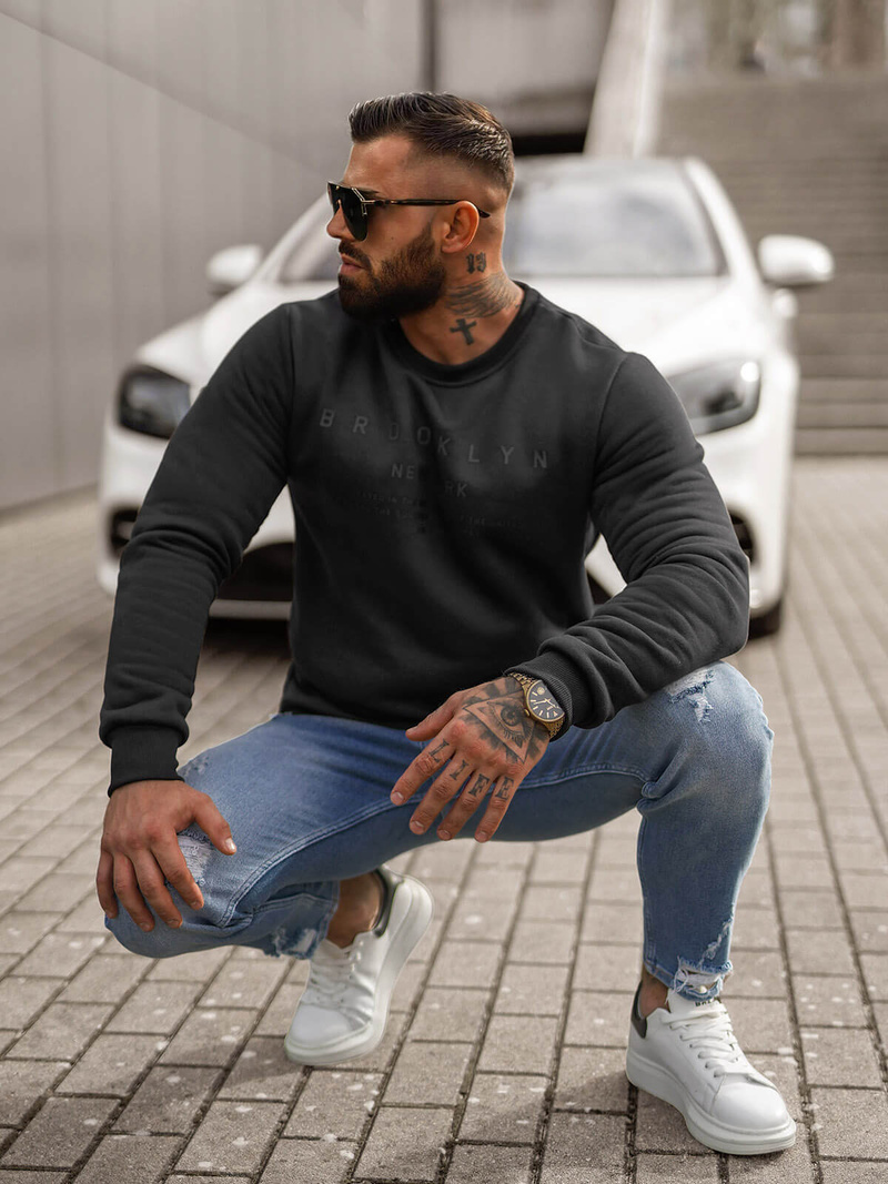 Men's Sweatshirt - Black OZONEE JS/8B1360/3