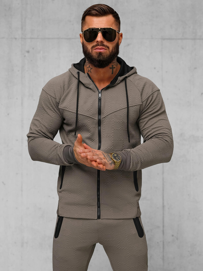 Men's tracksuit - beige/grey OZONEE O/FF3705AB