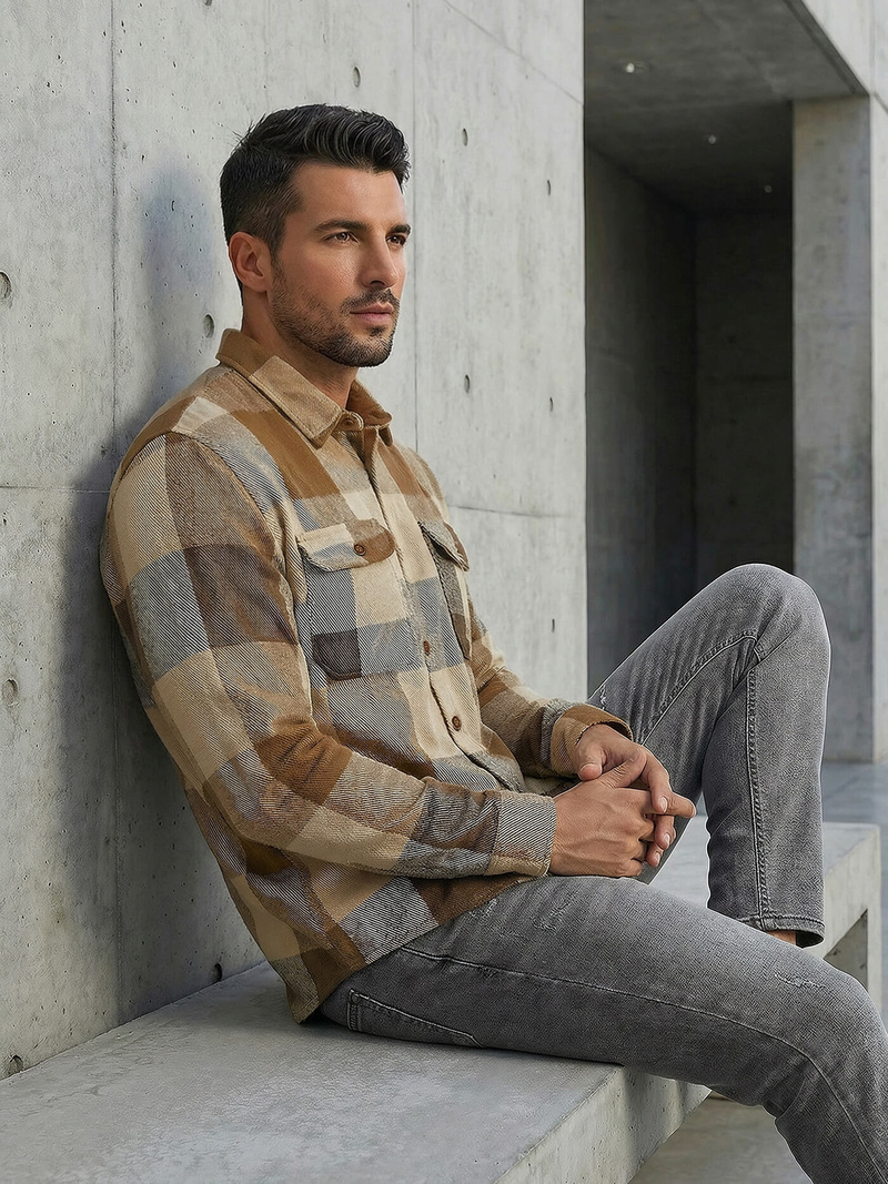 Men's Shirt - Camel OZONEE NB/MC728KZ