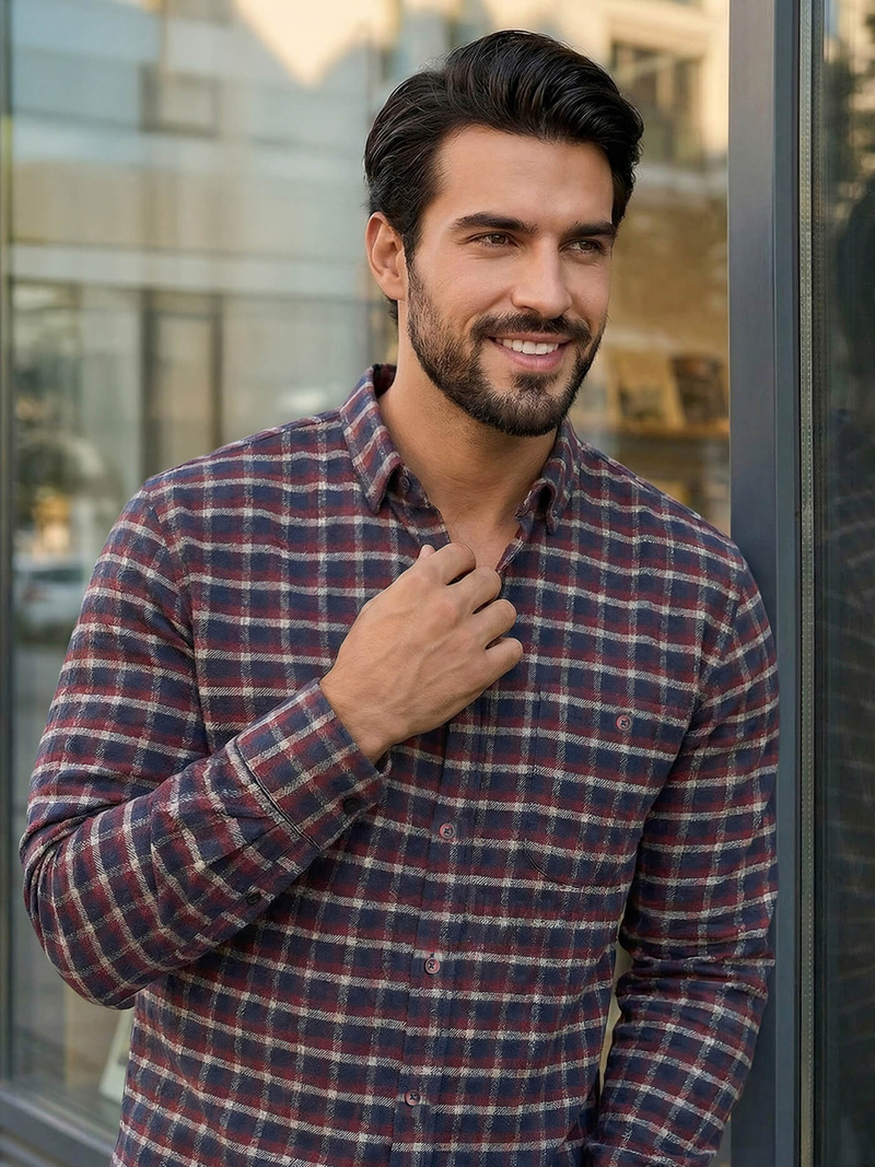 Men's Shirt - Burgundy OZONEE V/V176Z