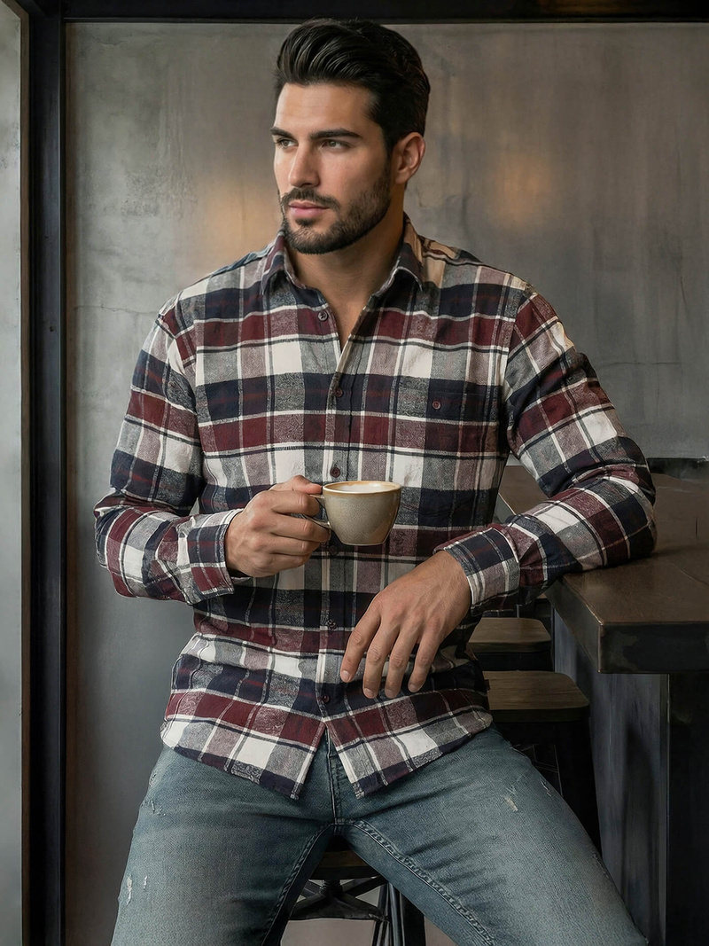 Men's Shirt - Burgundy OZONEE V/V174Z