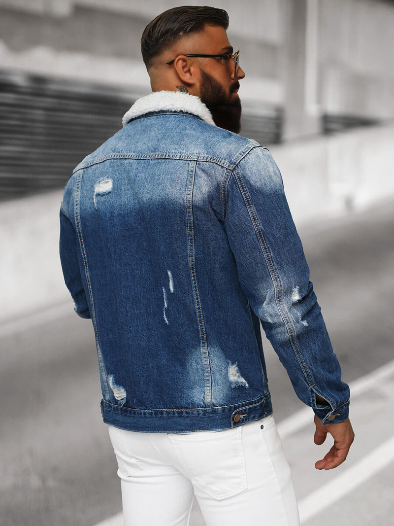 Men's Denim Jacket Sherpa Blue OZONEE NB/MJ502BZ
