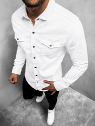 Men's Denim Shirt - White OZONEE O/3360Z