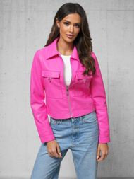Women's Leather Jacket Pink OZONEE O/G117