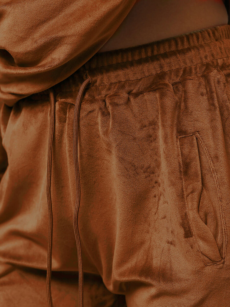 Women's Velour Tracksuit Set - Brown OZONEE O/8C1175/33Z