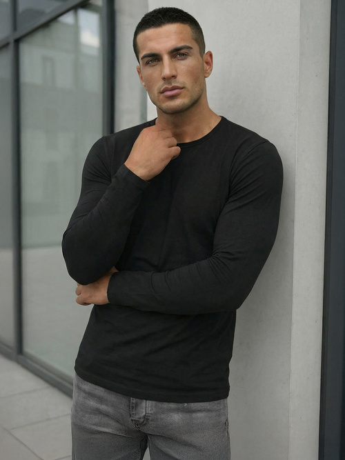 Men's Long Sleeve T-shirt - Black OZONEE JS/DB71/1