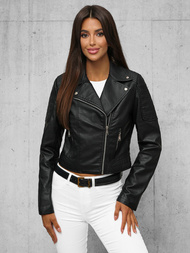 Women's Leather Jacket Black OZONEE JS/11Z8028Z