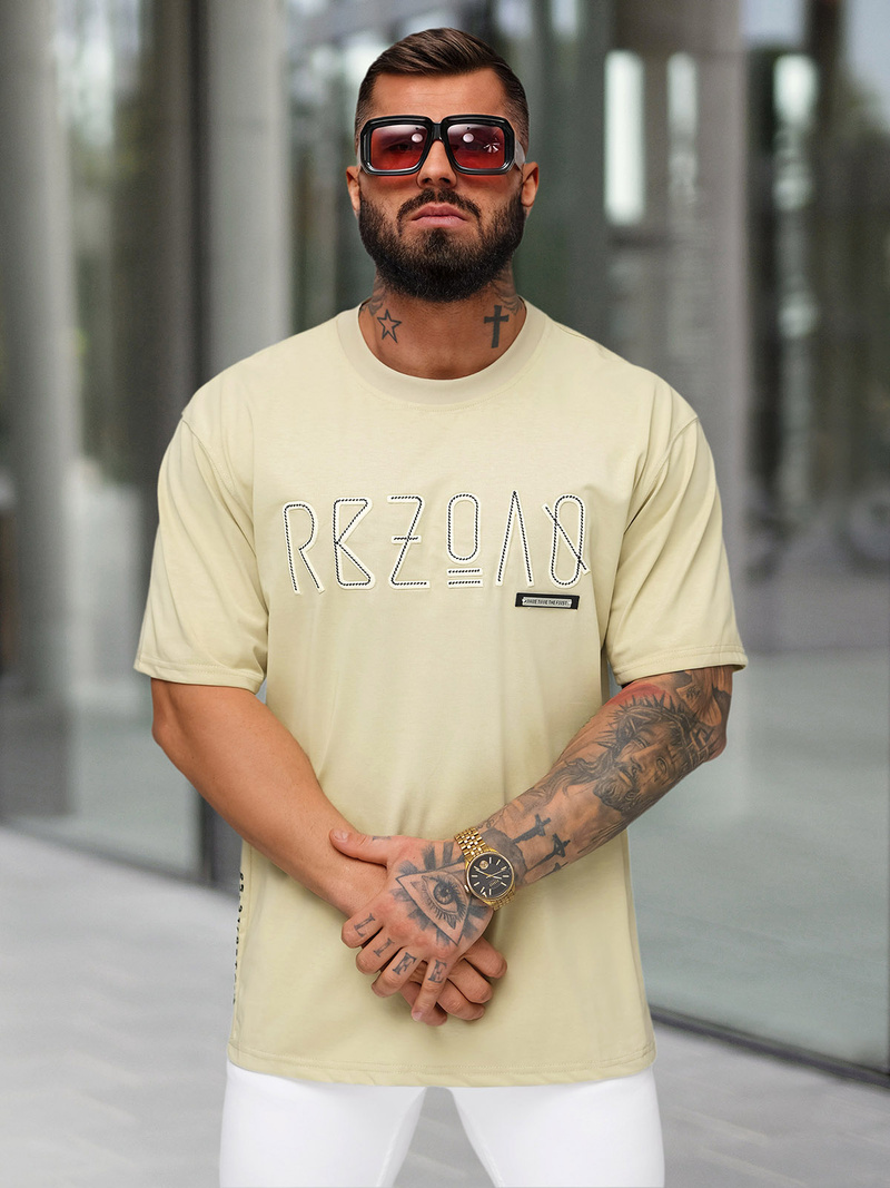 Men's T-shirt - Beige OZONEE O/QQ1185