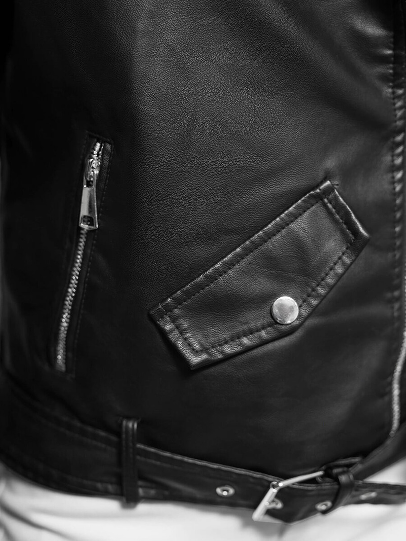 Women's Leather Jacket Black OZONEE JS/11Z8061